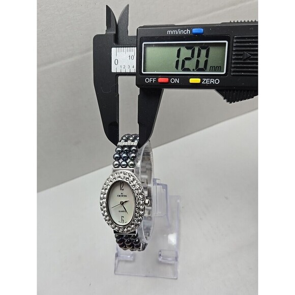 Croton Womens Iridescent Black Pearl Watch Crystal Pave Bracelet New Battery - Picture 6 of 10